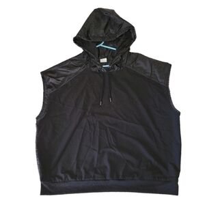 NWOT Avia Black Sleeveless Pullover Windbreaker Hoodie Size Large
